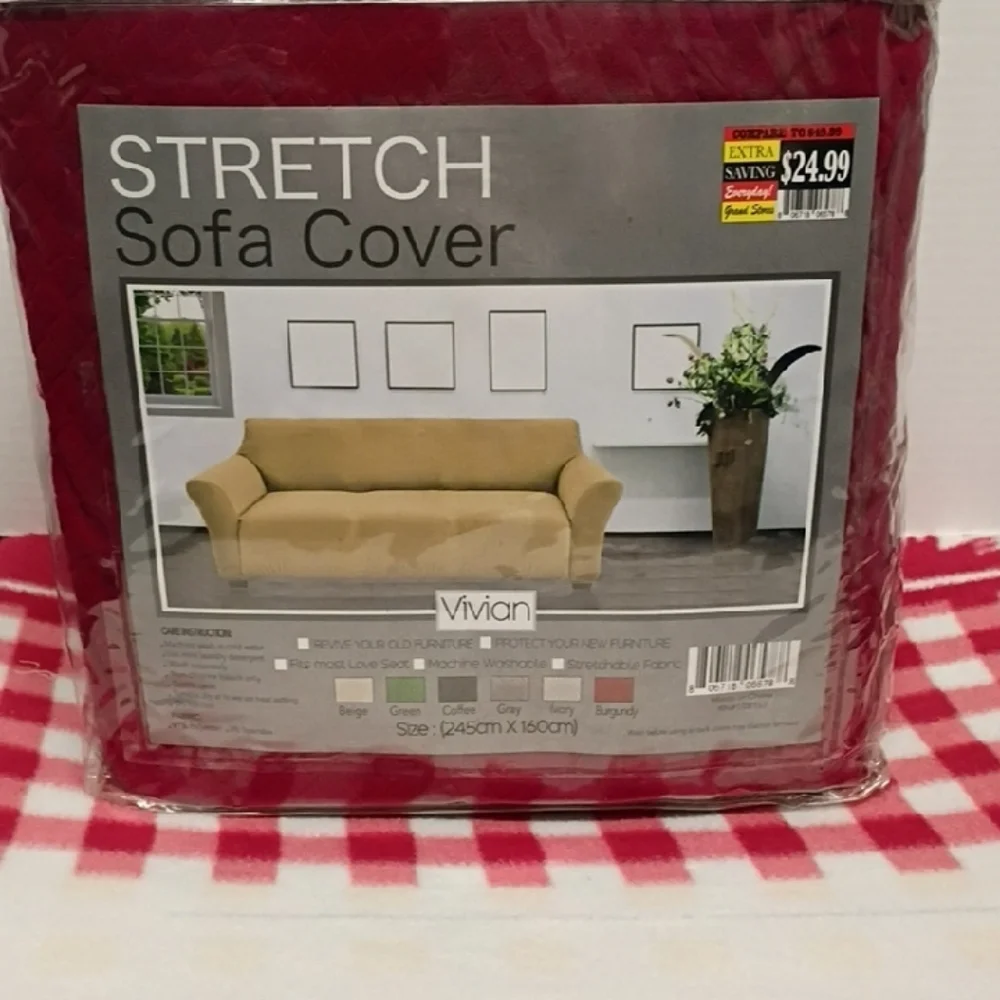 Viviana Deep Red Stretch Sofa Cover